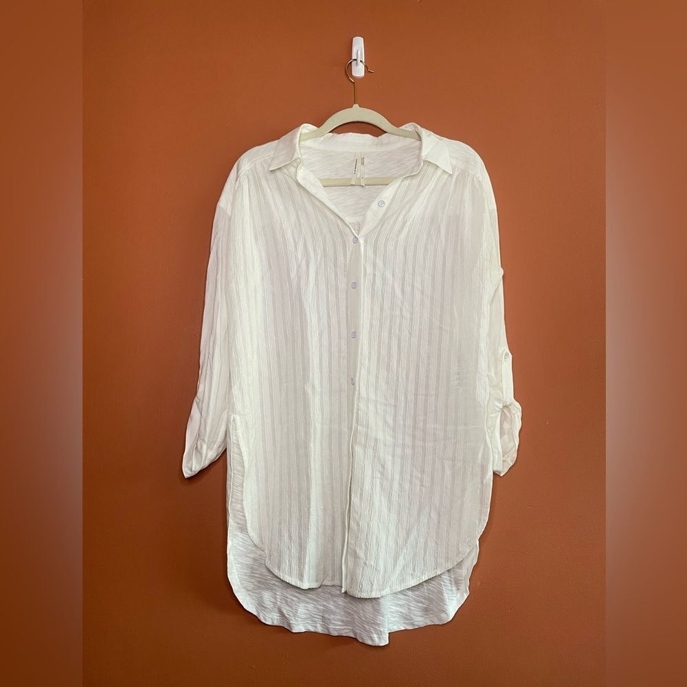 Anthropologie Oversized Button Down Blouse Womens Size S